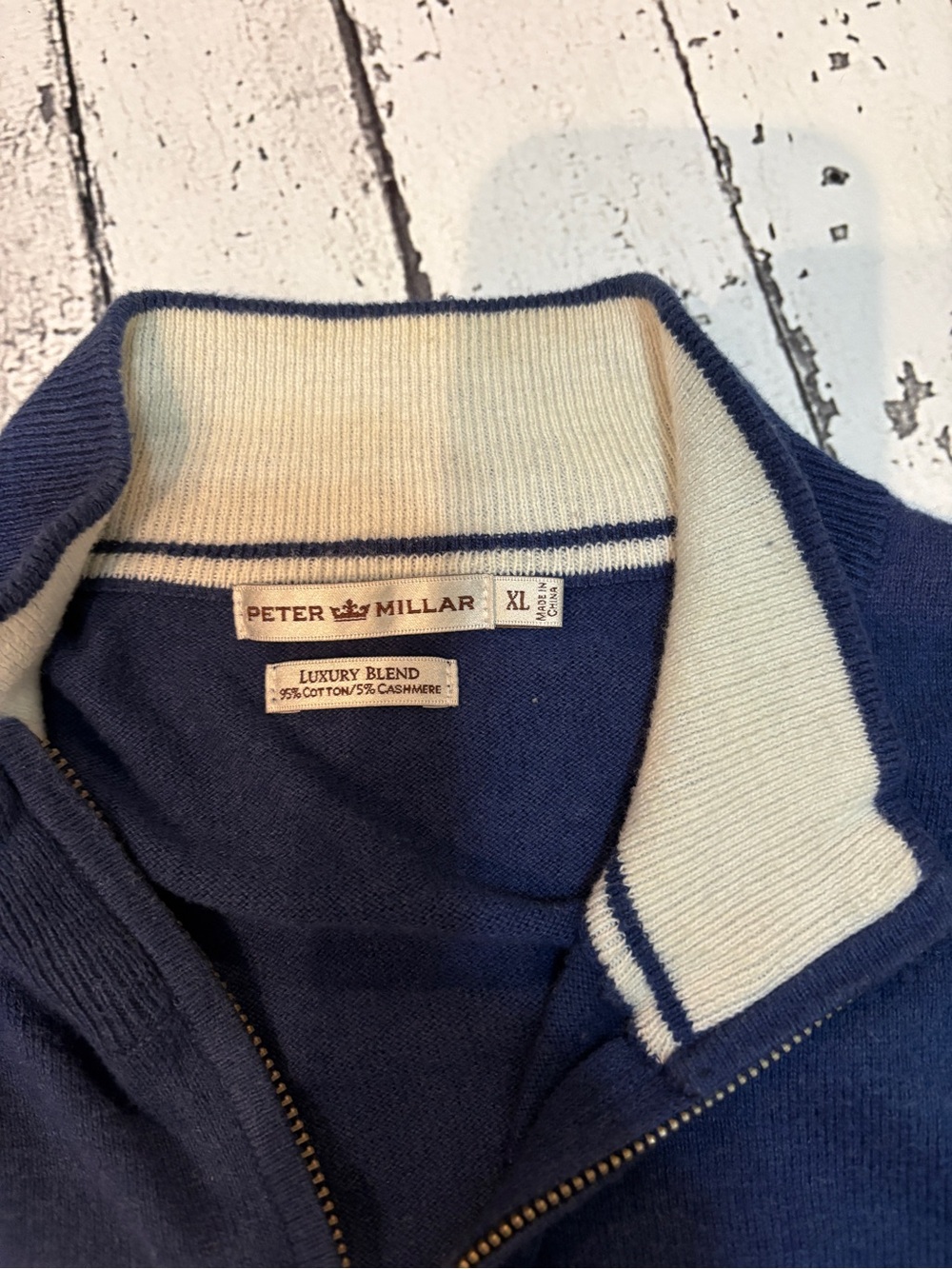 Peter Millar Luxury Blend Cotton Cashmere Quarter Zip Vest Navy Men’s XL